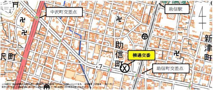 地図：柳通交番アクセスマップ
