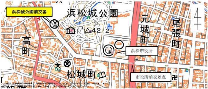 地図：浜松城公園前交番アクセスマップ