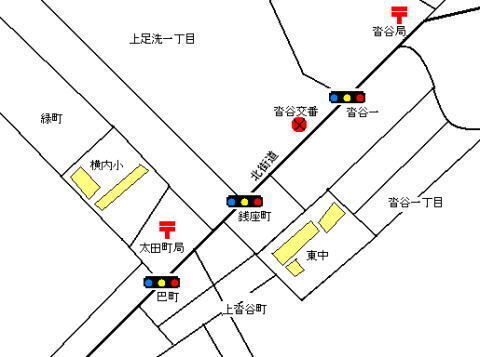 地図：沓谷交番管内