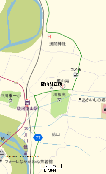 地図：徳山駐在所周辺の建物を目印とした案内図