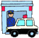 イラスト：交番の前の立っている警察官とパトカー