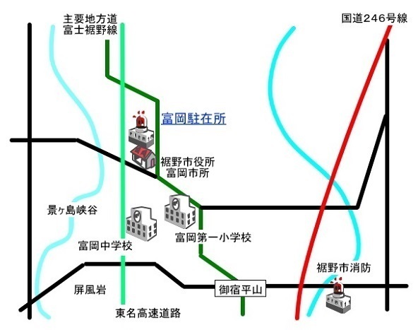 地図：富岡駐在所周辺