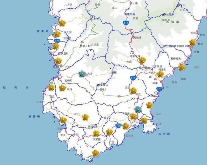 地図：下田警察署管轄内の交番・駐在所の場所