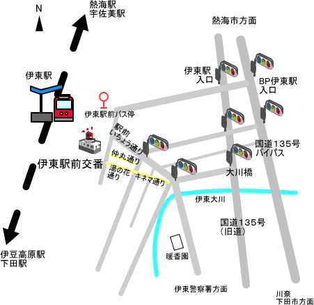 地図：伊東駅周辺地図