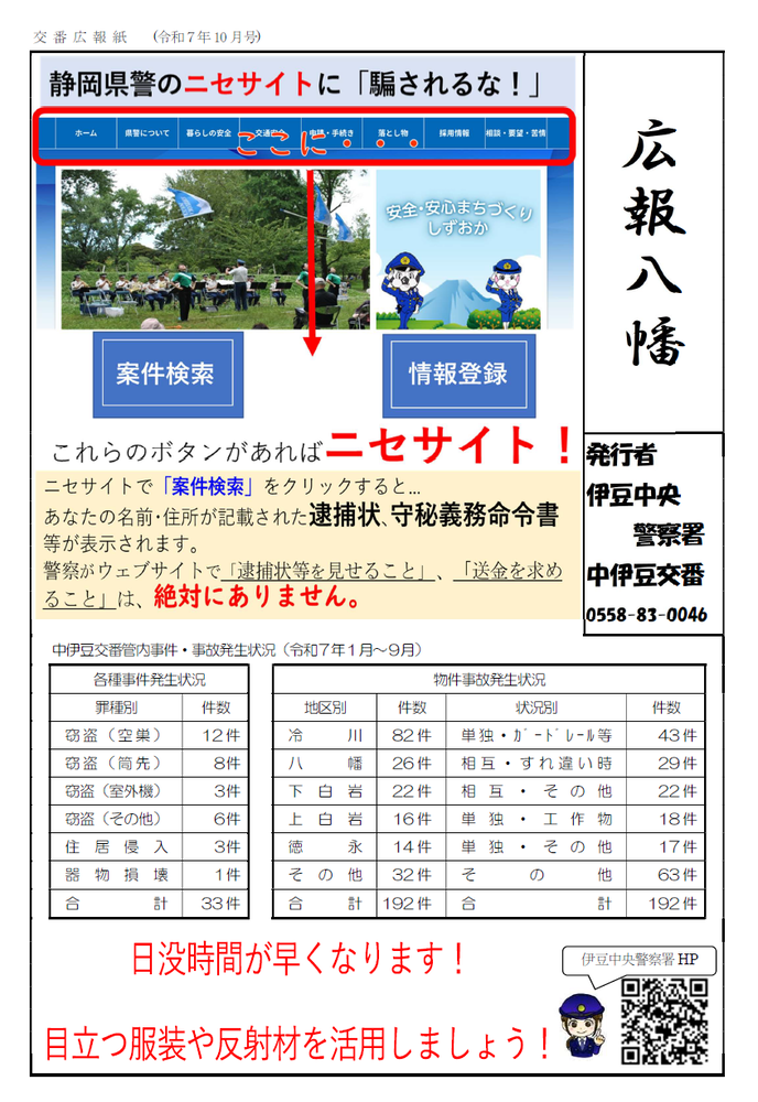 チラシの写真：中伊豆交番速報