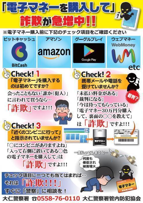 ポスターの写真：電子マネー詐欺の内容