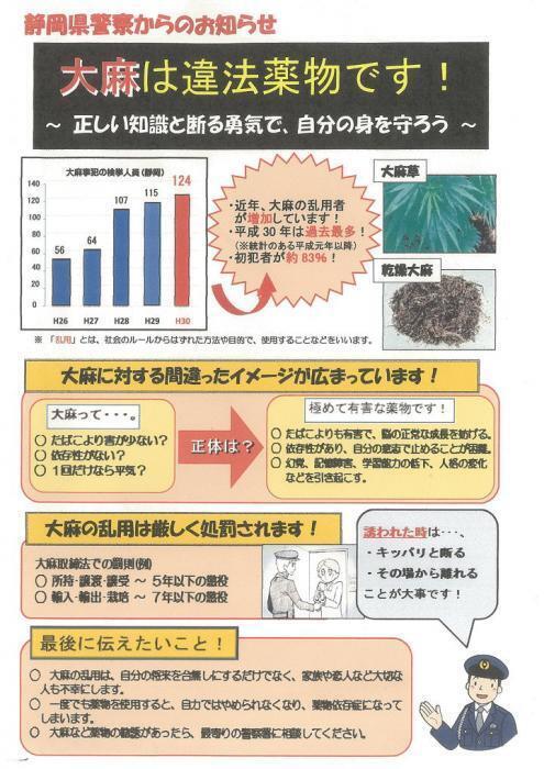 チラシ：大麻は違法薬物