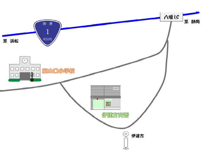 地図：伊達方交番周辺