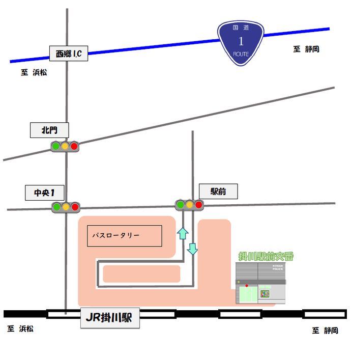 地図：掛川駅前交番周辺