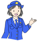 イラスト：ご案内ポーズの婦警さん