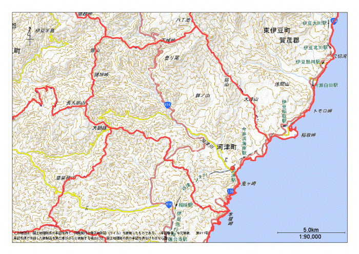 地図：賀茂郡河津町
