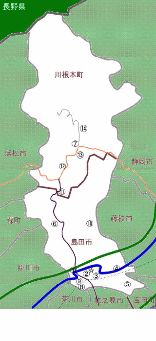 イラスト地図：島田警察署の交番・駐在所
