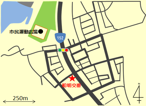 地図：船明交番へのアクセスマップ