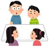 イラスト：家庭で話し合うイラスト