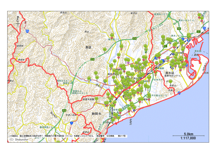 静岡市葵区地図(横)
