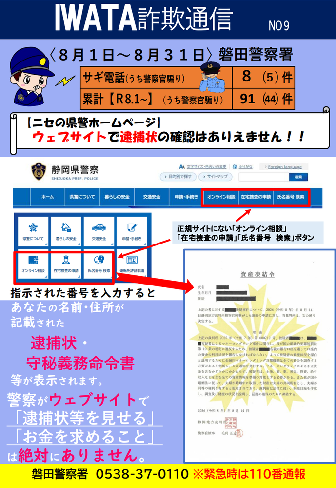 チラシ:磐田警察署IWATA通信(No.9)