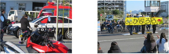 沼津署員による警察車両のとともに、音楽隊の演奏を行いました ♪