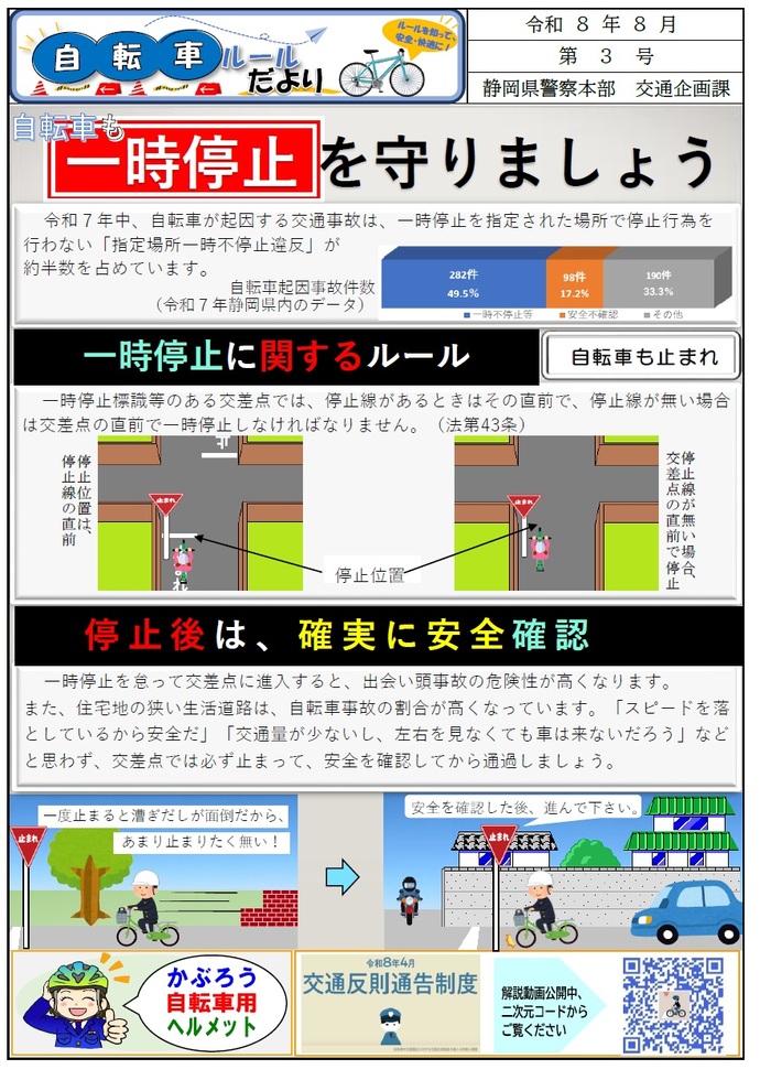 自転車ルールだより　第3号【一時停止】