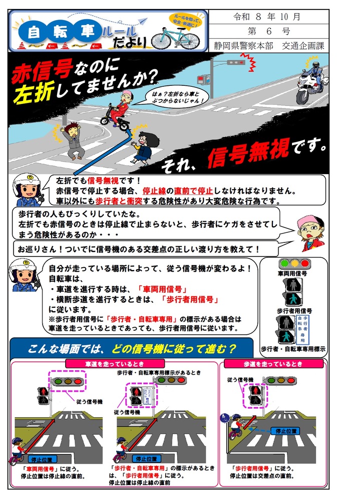 自転車ルールだより　第6号【信号横断方法】