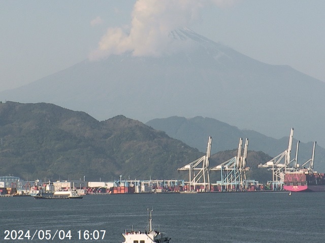 写真：午後4時の清水港からみた富士山の様子