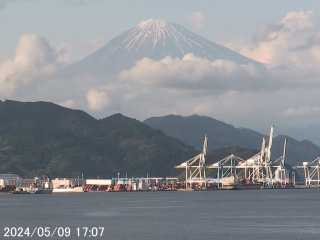 写真：午後5時の清水港からみた富士山の様子